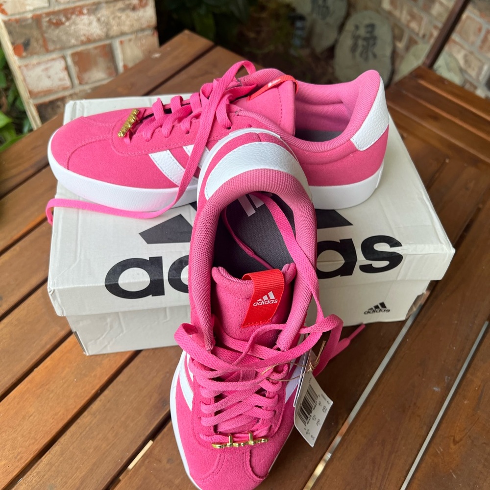 Adidas Women's Bold Pink and White Sneakers